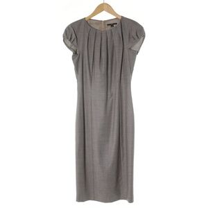 Hugo Boss Denna Stretch Wool Blend Cap Sleeve Gray Sheath Dress Womens 4 Classic